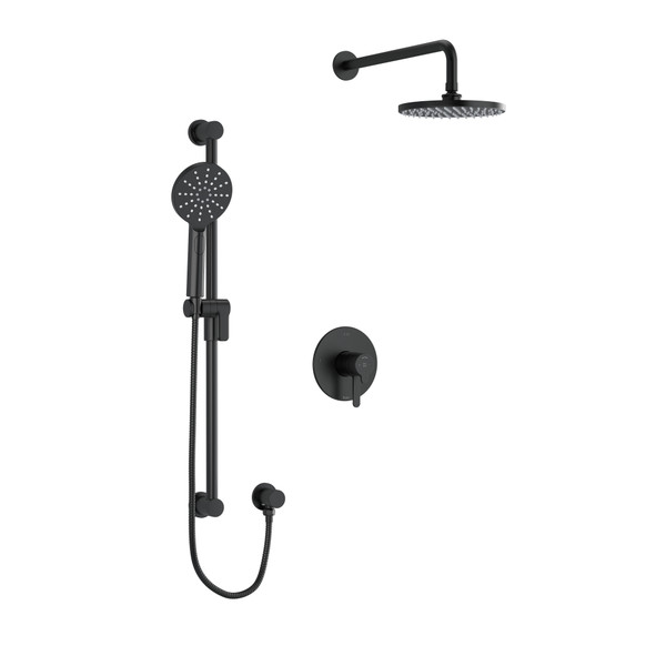 Nibi Type T/P (Thermostatic/Pressure Balance) 1/2 Inch Coaxial 2-Way System With Hand Shower Rail And Shower Head - Black | Model Number: KIT323NBBK - Product Knockout