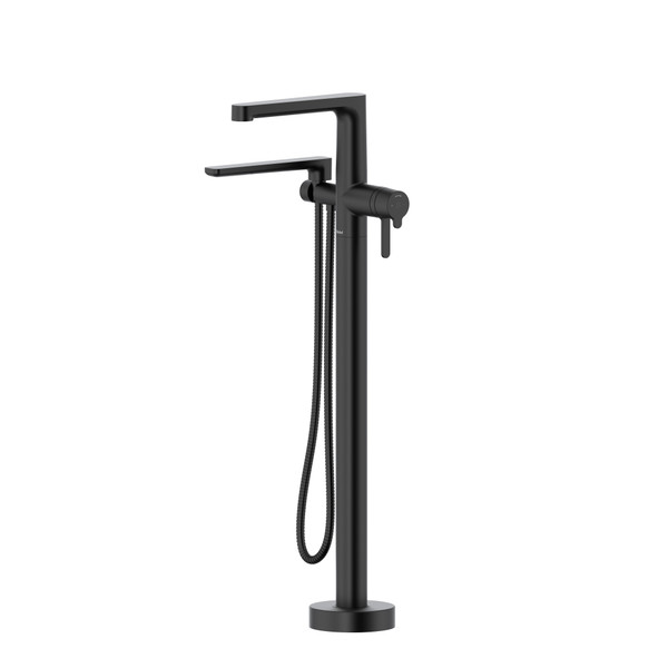 Nibi 2-Way Type T (Thermostatic) Coaxial Floor-Mount Tub Filler With Handshower - Black | Model Number: NB39BK - Product Knockout
