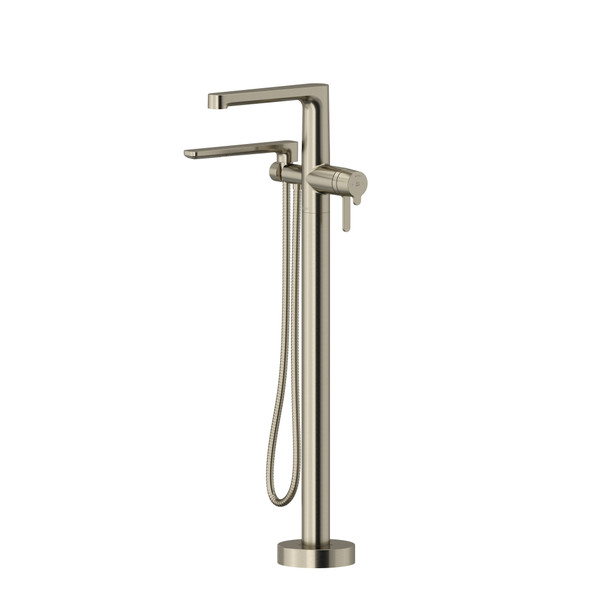 Nibi 2-Way Type T (Thermostatic) Coaxial Floor-Mount Tub Filler With Handshower - Brushed Nickel | Model Number: NB39BN - Product Knockout