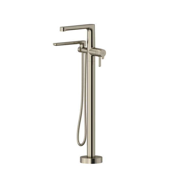 DISCONTINUED Nibi 2-Way Type T (Thermostatic) Coaxial Floor-Mount Tub Filler With Handshower - Brushed Nickel | Model Number: NB39BN