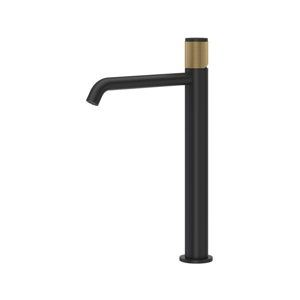 Robinet de salle de bain long à poignée simple Amahle - Noir mat avec accent or antique  | Numéro de modèle: AM02D1IWMBA - Produit épuisé