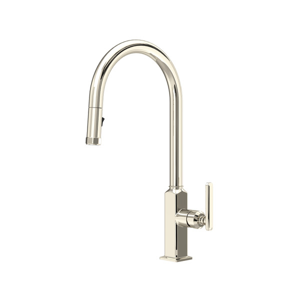 Apothecary Pull-Down Kitchen Faucet With C-Spout - Polished Nickel | Model Number: AP55D1LMPN - Product Knockout