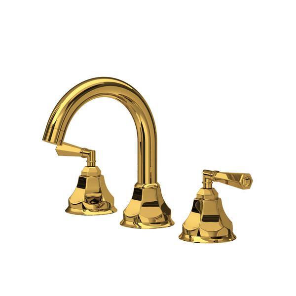 Palladian Widespread Bathroom Faucet With C-Spout - Unlacquered Brass | Model Number: PN08D3LMULB - Product Knockout