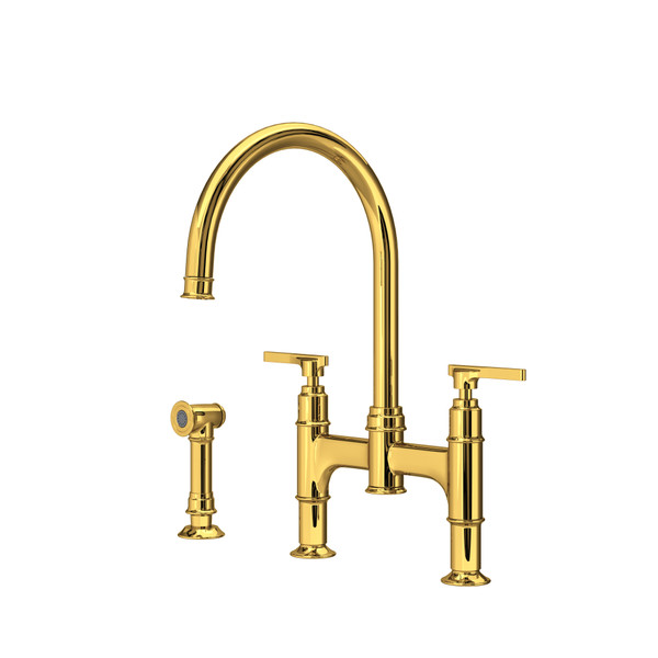 Southbank™ Bridge Kitchen Faucet With Side Spray - Unlacquered Brass | Model Number: U.SB57D3LMULB