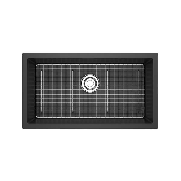 Fonsa™ 33" Quartz Single Bowl Undermount Kitchen Sink - Black | Model Number: FAUM3318BK