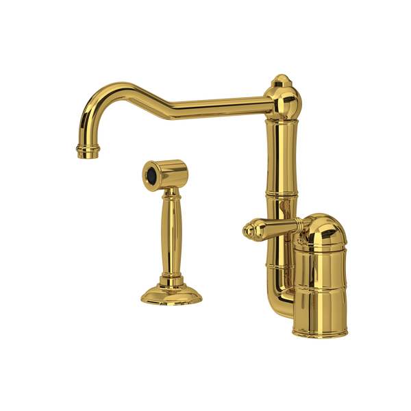 Acqui Kitchen Faucet With Side Spray - Unlacquered Brass | A3608LMWSULB-2