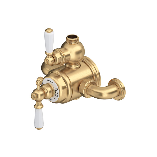 Edwardian™ 3/4" Exposed Therm Valve With Volume And Temperature Control - Satin English Gold | Model Number: U.5550L-SEG