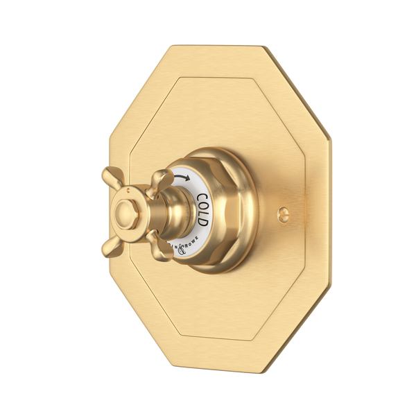 Edwardian™ 3/4" Octagonal Thermostatic Trim Without Volume Control - Satin English Gold | Model Number: U.5586X-SEG/TO