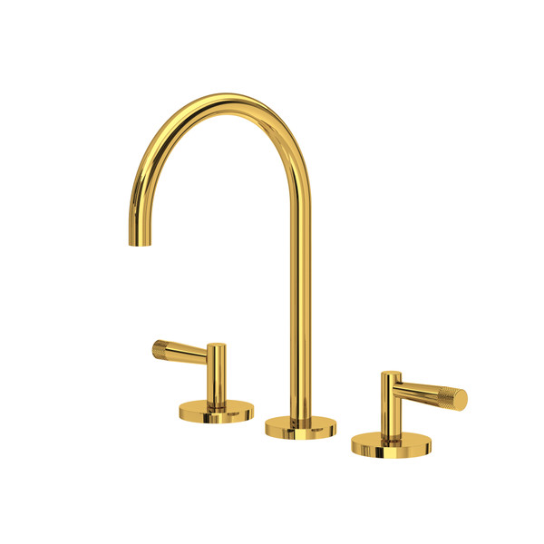 Amahle™ Widespread Lavatory Faucet With C-Spout - Unlacquered Brass | Model Number: AM08D3LMULB