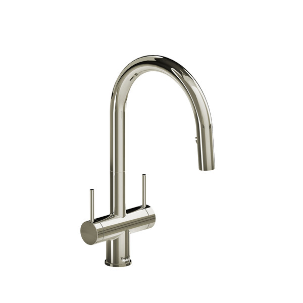 Azure™ Two Handle Pull-Down Kitchen Faucet With C-Spout - Polished Nickel | Model Number: AZ801PN