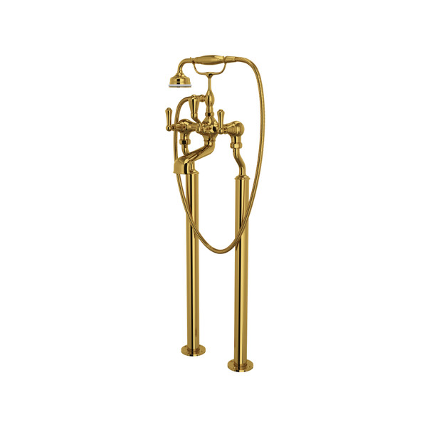 DISCONTINUED Georgian Era™ Floor Mount Tub Filler - Unlacquered Brass | Model Number: U.3012LS/1-ULB