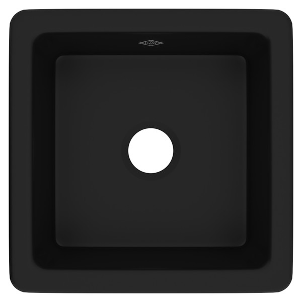 DISCONTINUED Lancaster™ 18" Single Bowl Square Fireclay Bar/Food Prep Kitchen Sink - Matte Black | Model Number: RC1818MB