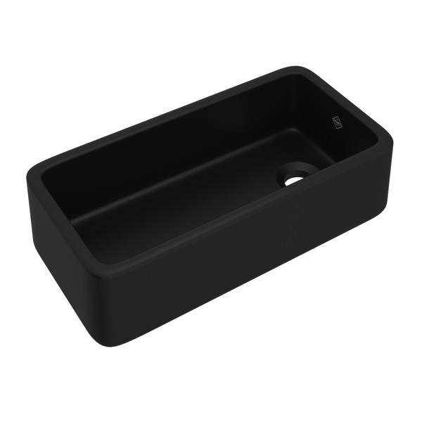 DISCONTINUED Lancaster™ 36" Single Bowl Farmhouse Apron Front Fireclay Kitchen Sink - Matte Black | Model Number: RC3618MB