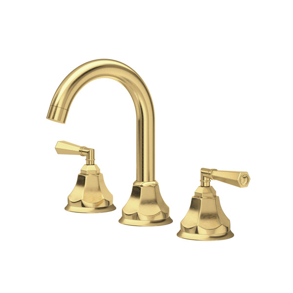 DISCONTINUED Palladian® Widespread Lavatory Faucet With C-Spout - Satin Unlacquered Brass | Model Number: PN08D3LMSUB