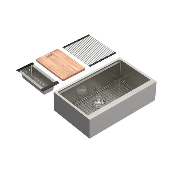 Culinario™ 33" Stainless Steel Apron Front Chef/Workstation Sink With Accessories -  | Model Number: RUWAF3320WSSB