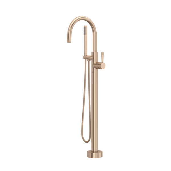 DISCONTINUED Knurled Single Hole Floor Mount Tub Filler Trim - Vintage Gold | Model Number: TMB06HF1LMVG