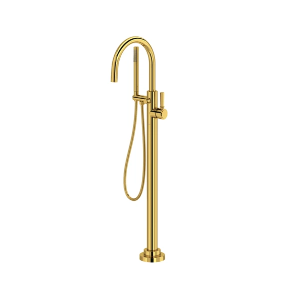 San Giovanni™ Floor Mount Tub Filler - Unlacquered Brass | Model Number: TSG06HF1LMULB