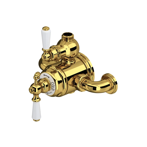 Edwardian™ 3/4" Exposed Therm Valve With Volume And Temperature Control - Unlacquered Brass | Model Number: U.5550L-ULB