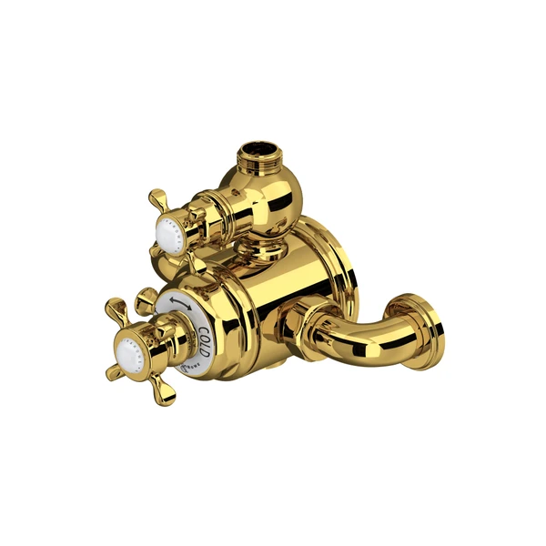 Edwardian™ 3/4" Exposed Therm Valve With Volume And Temperature Control - Unlacquered Brass | Model Number: U.5552X-ULB