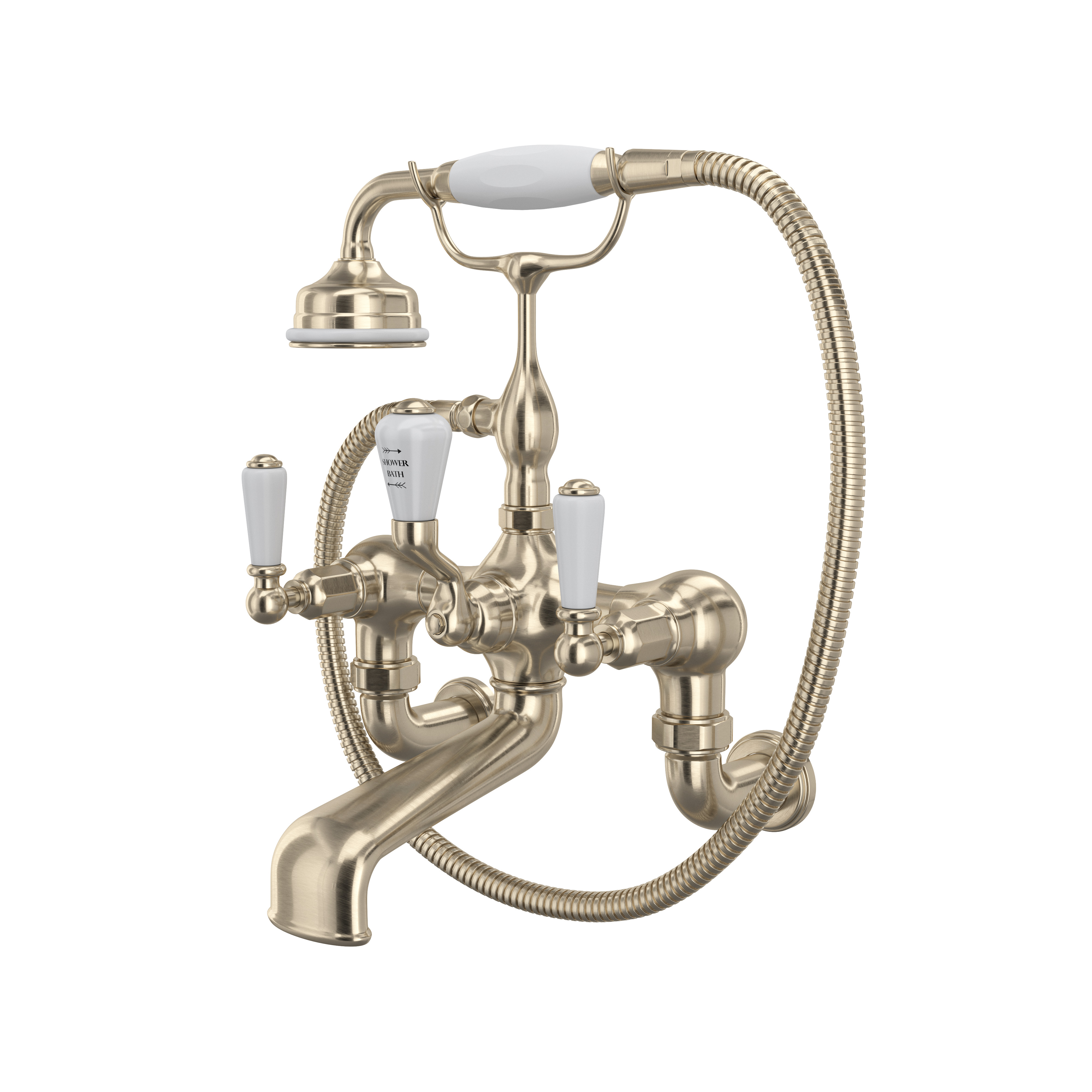 Traditional Exposed Wall Mount Tub Filler - Satin Nickel | Model Number: U.3510L/1-STN