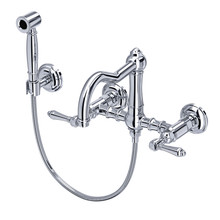Acqui Wall Mount Column Spout Bridge Kitchen Faucet with Sidespray
