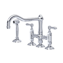 Acqui Deck Mount Column Spout 3 Leg Bridge Kitchen Faucet with Sidespray