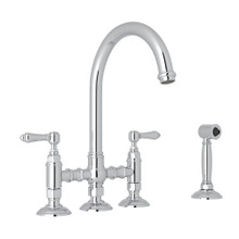 San Julio Deck Mount C-Spout 3 Leg Bridge Kitchen Faucet with Sidespray