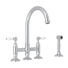 San Julio Deck Mount C-Spout 3 Leg Bridge Kitchen Faucet with Sidespray