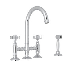 San Julio Deck Mount C-Spout 3 Leg Bridge Kitchen Faucet with Sidespray