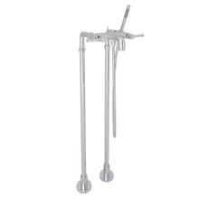 Campo Exposed Floor Mount Tub Filler with Handshower and Floor Pillar Legs or Supply Unions