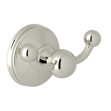 Perrin & Rowe Georgian Era Wall Mount Double Robe Hook - Polished Nickel