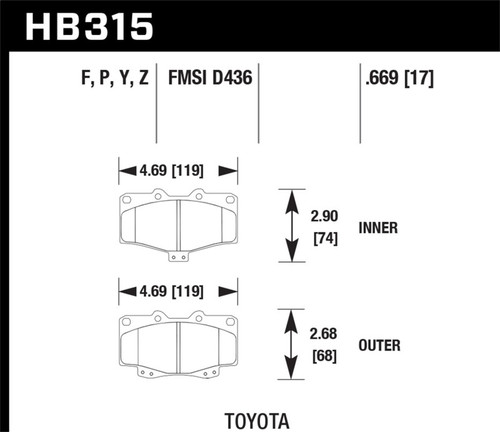 Hawk LTS Street Brake Pads - HB315Y.669 Photo - Primary