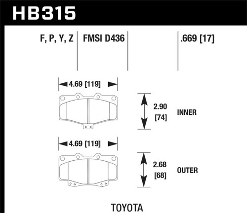 Hawk LTS Street Brake Pads - HB315Y.669 Photo - Primary