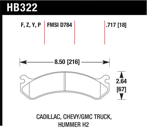 Hawk Chevy / GMC Truck / Hummer LTS Street Front Brake Pads - HB322Y.717 Photo - Primary