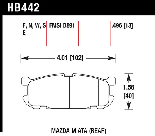 Hawk 01-02 Miata DTC-30 Street Rear Brake Pads - HB442W.496 Photo - Primary