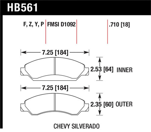 Hawk 07 Chevy Tahoe LTZ Front LTS Brake Pads - HB561Y.710 Photo - Primary