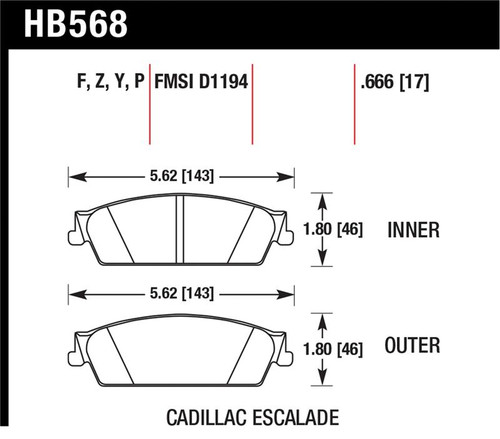 Hawk 07-08 Escalade 6.2 / 07-08 Avalanche Super Duty Rear Brake Pads - HB568P.666 Photo - Primary