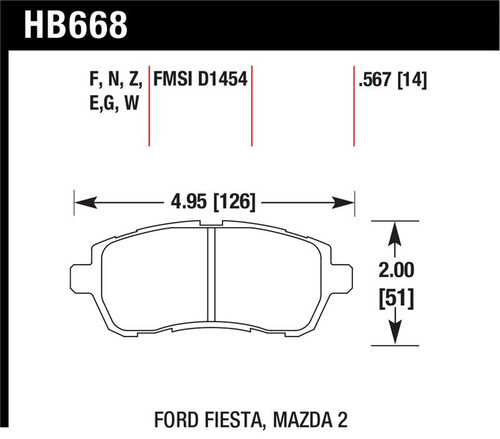 Hawk 11-12 Ford Fiesta S/SE/SEL / 11-12 Mazda 2 Sport/Touring DTC-60 Front Race Brake Pads - HB668G.567 Photo - Primary