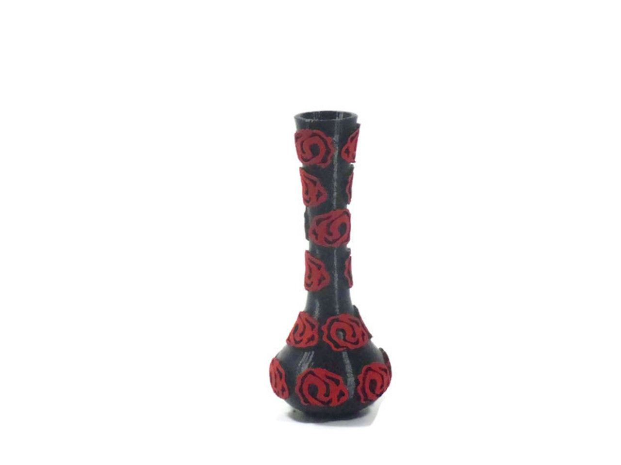 Vase 6 Black With Red Flower Design Balloon Flowers Company
