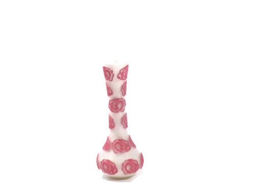 Vase 6" White with Pink Flower Design