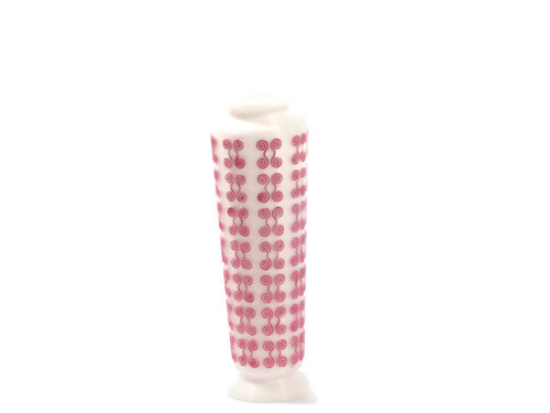 Vase 7" White with Pink Emblem Design