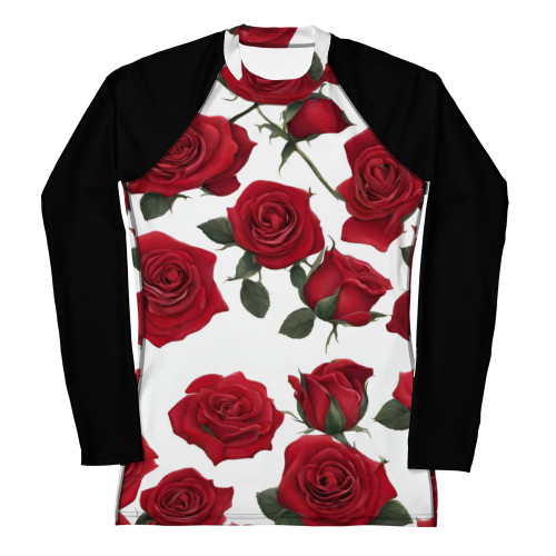 Black, Red and White Women's Long Sleeve Rash Guard