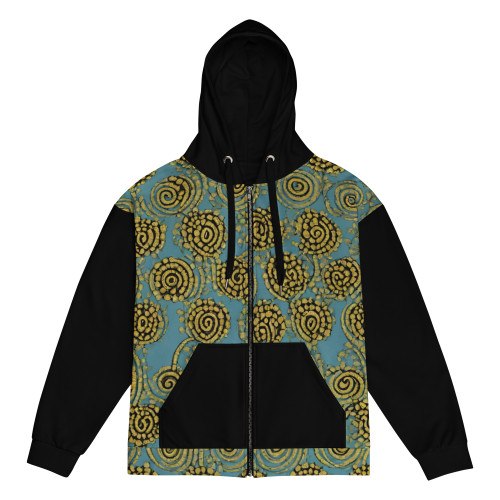 Unisex zip hoodie in Blue, Black and Gold