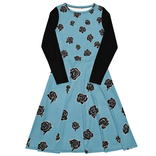 All-over print long sleeve midi dress