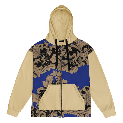 Men's Zip Hoodie - Beige, Black and Blue