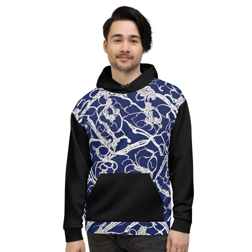 Men's Hoodie - Black, Blue and White