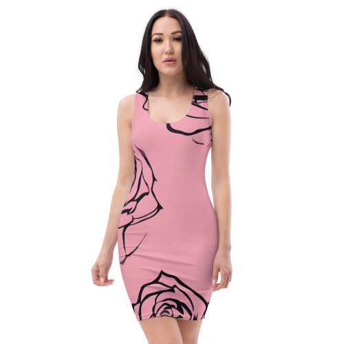 Bodycon dress- Large Pink/Black Floral