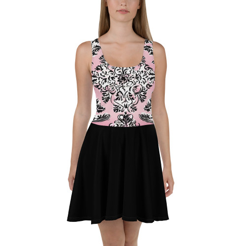 Skater Dress - Pink/Black bottom/Wht Design