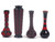 Set of 4 Black Vases with Red Accents
