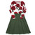 All-over long sleeve midi dress in Red, White and Green Floral Design